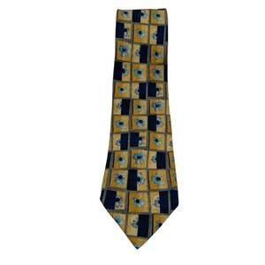 ERMENEGILDO ZEGNA Men Sz 59"x4" Squarea& Flowers 100% Silk Tie ITALY Made (TC6)